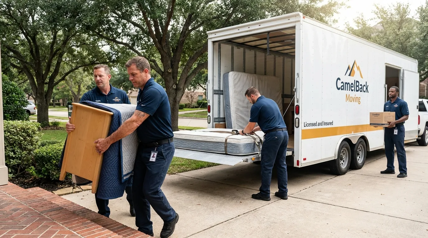 Crew loading residential truck for cross-state move from Gales Ferry, CT